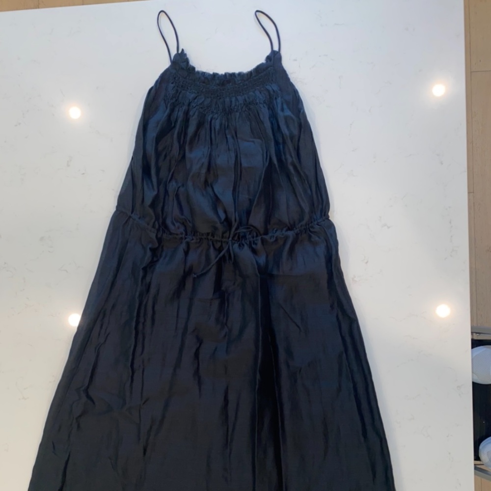 Frame Navy Dress Cinched Waist Tie